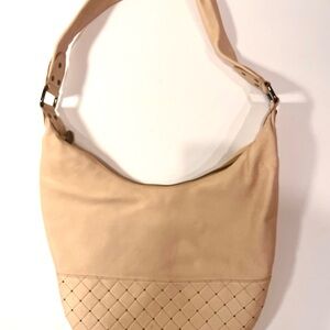Gorjana Leather Boho Shoulder or Cross-Body Bag; Everyday Tote, Neutral Beige